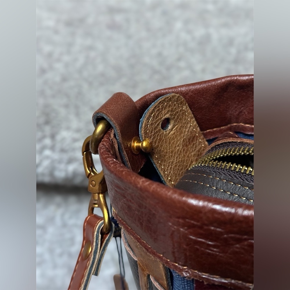 NEW Amerileather Dorgon Leather Rainbow Bucket/Basket Handbag (#1280-9) - Picture 8 of 9